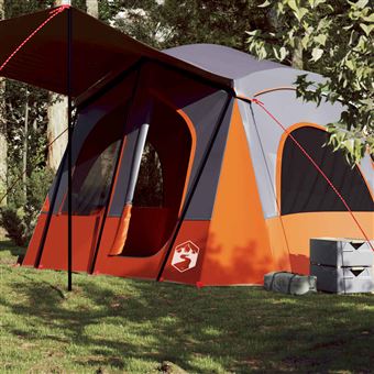 Tenda de campismo vidaXL | cabana para 5 pessoas impermeável cinza/laranja - 1