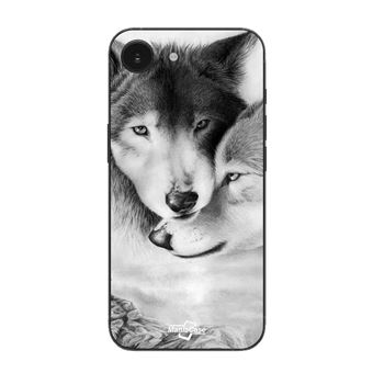 Capa Maniacase para Iphone 16E | Le Loup Et La Louve Animal Noir Et Blonc - 1