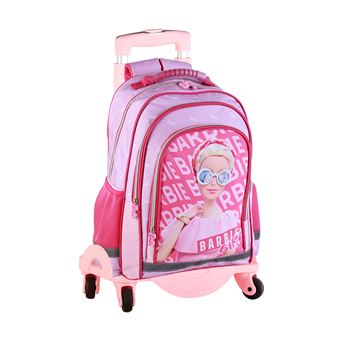 Mochila Trolley Primária DAM Barbie Deluxe com Compartimento Duplo | 4 Rodas Multidirecionais | Rosa - 1