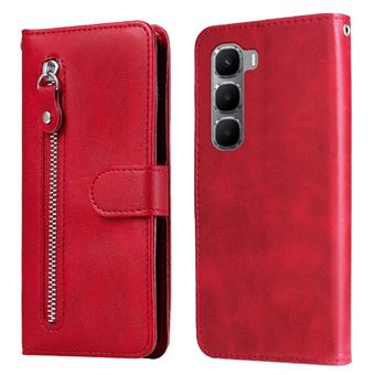 Capa ZURSANA para Infinix Hot 60i 4G | Couro | Flip | Ranhuras para Cartões | Fecho Magnético | Vermelho - 1