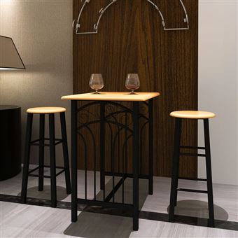 Conjunto Mesa Alta e Bancos vidaXL em Madeira com Metal para Bar 72.5x55x82.5cm - 1