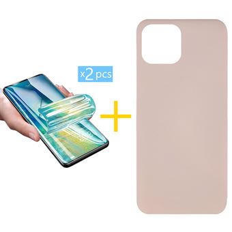 Pack 2 x Película de Hidrogel + Capa Accetel  Apple iPhone 14 Silicone Líquido - Rosa-Creme - 1