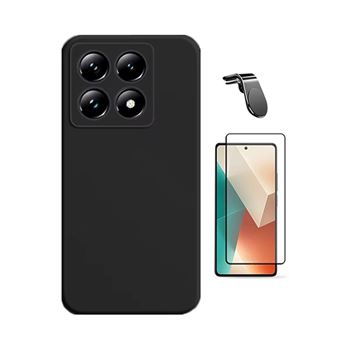 Kit Vidro Temperado + Capa Silicone Líquido + Suporte L Phonecare para Xiaomi 14T Pro | Preto - 1