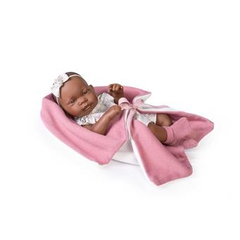 Boneca Muñecas Antonio Juan Recém-nascido Mulata Parejita com Cobertor - 1