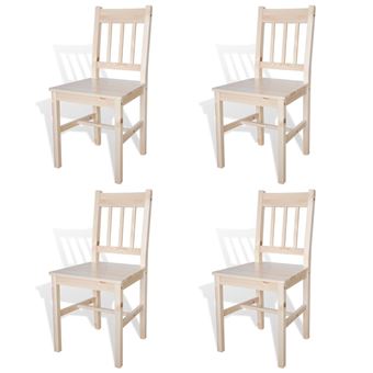 Conjunto de 4 Cadeiras de Jantar Vidaxl Encosto com Ripas Verticais Pinho Bege - 1