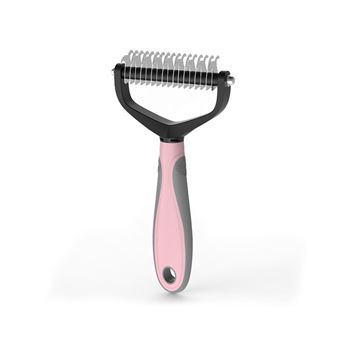 Pente Duplo para Cães e Gatos Goeik - Rosa - Tamanho L - 1