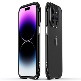 pára-choque de metal à prova de choque, com lente de câmera, à prova de queda Magunivers para iPhone 14 Pro Max - preto - 1