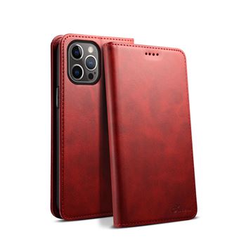 Capa de Couro com Slot para Cartões à Prova de Queda J01 V-REEL para iPhone 12 Pro Max - Vermelho - 1