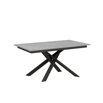 Mesa de Jantar Extensível Itamoby Ganty | 90x160/220 cm | Cimento | Borda em tom quadro Antracite - 1