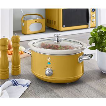 Panela de Cerâmica Antiaderente Swan Retro Slow Cooker sem SF17021YELNEU | sem PFOA e PTFE | 2,5L | 200W - Amarelo - 1