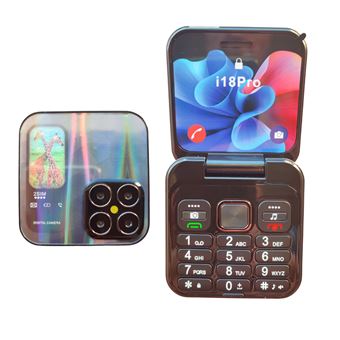 Telemóvel Dobrável com Tampa Klack i18 PRO | Desbloqueado | Bluetooth | Jack 3.5 | Cartão SIM Dual | Rede 2G | Reprodutor de Vídeo | Rádio FM | Preto - 1