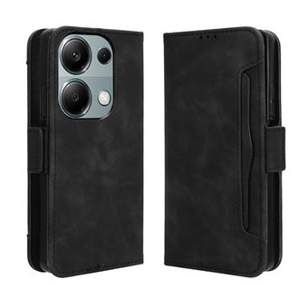 Capa FOXDOCK Protetora para Xiaomi Poco M6 Pro 4G | Suporte e Flip de couro PU | À Prova de Choque | Preto - 1