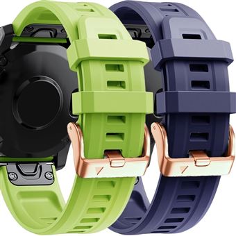 Pack 2 x Braceletes de Silicone com Fecho de Metal Antiimpacto para Garmin Instinct 2S Solar - Verde e Roxo - 1