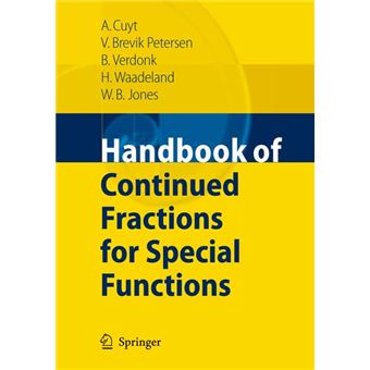 Handbook of Continued Fractions for Special Functions - Paperback - 2010 - 1