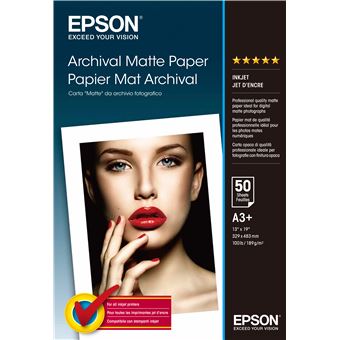 Papel para Impressão Epson Archival Matte Paper, DIN A3+, 192g/m², 50 Folhas | Branco - 1