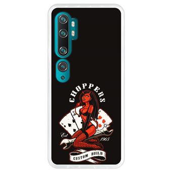 Capa Hapdey para Xiaomi Mi Note 10 - Note 10 Pro - CC9 Pro | Silicone Flexível em TPU | Design Senhora do diabo - helicópteros feitos sob encomenda - Transparente