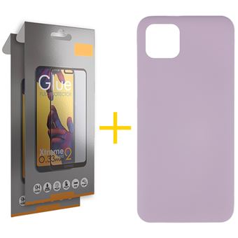 Conjunto skyhe 2 x Película de Vidro Full + Capa para iPhone 13 Mini Silicone Líquido - Roxo - 1