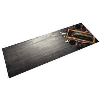 Tapete de cozinha lavável vidaXL | 60x180 cm | veludo padrão garrafa vinho - 1