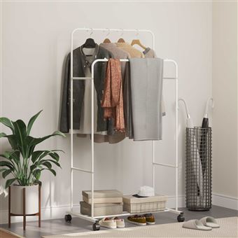 Suporte para Roupas vidaXL Liso Branco 80 x 53 x 156 cm - 1