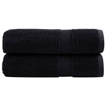 Toalha de mão premium vidaXL | 2 peças | 50x100 cm | 600 gsm algodão preto - 1