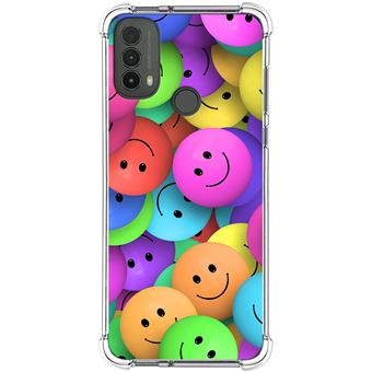 Capa Tumundosmartphone de silicone anti-choque para Motorola Moto E40 design Smile desenhos - 1