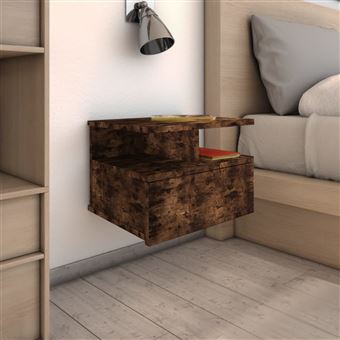 Mesa cabeceira suspensa vidaXL | 40x31x27 cm | cor carvalho fumado - 1