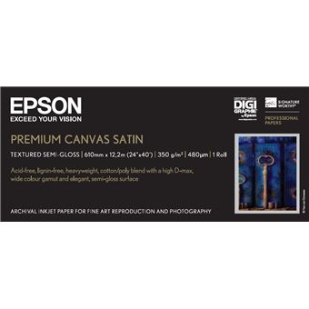 Papel Fotográfico Epson Rolo de Premium Canvas Satin, 24 pol. x 12,2 m, 350g/m² | Branco - 1