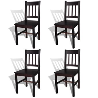 Conjunto de 4 Cadeiras de Jantar Vidaxl Encosto com Ripas Verticais Pinho Castanho - 1