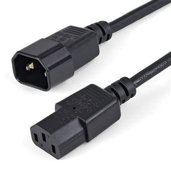 Cabo de Energia StarTech.com Extensão para cabo de alimentação de computador padrão de 1 m - C14 para C13 | Preto - 1