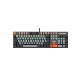 Teclado Mecânico com Fio SANDA SD-3734 | Cabo 1.6 M | Luz LED RGB | Branco + Preto - 1