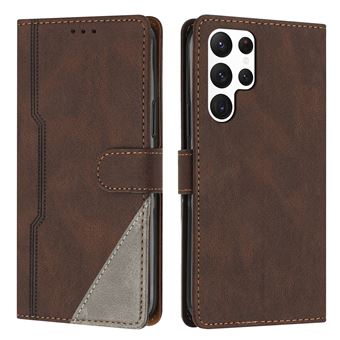 Capa FOXDOCK para Samsung Galaxy S22 Ultra | Fecho Magnético | Pele TPU Macia | 3 Compartimentos para Cartões | Função de Suporte | Castanho - 1