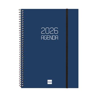 Agenda Semanal A5 2026 Espiral Finocam Beta Azul com Elástico - 1