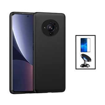 Kit Película de Vidro Temperado GorilasGlass Curvado + Capa Proteção Traseira Silicone + Suporte Magnético para Xiaomi 12 Ultra - Preto - 1