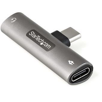 Base & Duplicador de Portas StarTech.com Adaptador de Áudio e Carregamento USB C - Adaptador de Áudio USB-C com Conector de Auscultador/Auricular TRRS de 3,5 mm e Carregador de Passagem de Fornecimento de Energia USB Type-C de 60 W - Para Telefone/Tablet/ - 1
