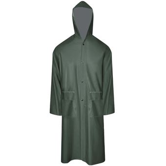 Capa de chuva comprida resistente e impermeável + capuz vidaXL | verde L - 1