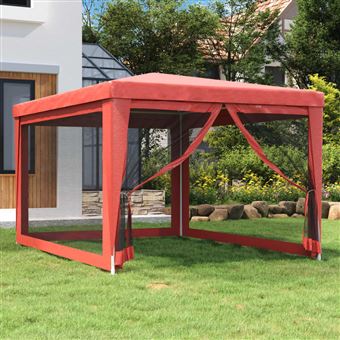 Tenda para festas com 4 paredes laterais rede vidaXL | 3x4 m PEAD vermelho - 1