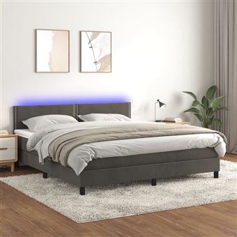 Cama box spring com colchão e LED vidaXL | 160x200cm | veludo cinzento-escuro - 1