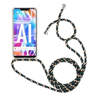 Capa Tumundosmartphone Suspensa Transparente para Huawei Mate 20 Lite com Cabo Verde-Dourado - 1