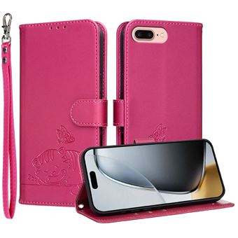 Capa FOXDOCK para iPhone 8 Plus/7 Plus | Flip | Bloqueio RFID | Fecho Magnético | Pele Sintética | Alça de Pulso Amovível | Vermelho - 1