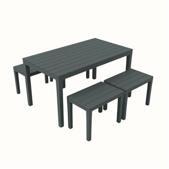 Conjunto de Jardim IPAE PROGARDEN Samoa | 4 Bancos Pequenos + 1 Mesa Sumatra | Antracite - 1