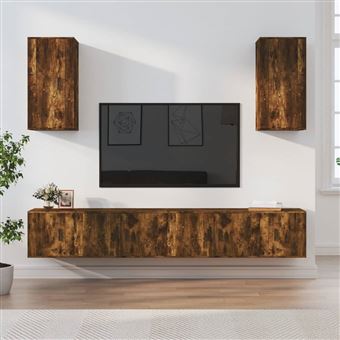 Conjunto Móveis de TV vidaXL | 6 Peças | Madeira Processada Carvalho Fumado - 1
