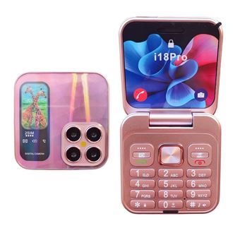 Telemóvel Dobrável com Tampa Klack i18 PRO | Desbloqueado | Bluetooth | Jack 3.5 | Cartão SIM Dual | Rede 2G | Reprodutor de Vídeo | Rádio FM | Rosa - 1