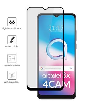 Protetor Tumundosmartphone de vidro temperado preto com cola completa 5D para Alcatel 3X 4CAM - 1