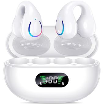 Auriculares Sem Fio com Clipe de Orelha CHRONUS | Bluetooth 5.3 | à prova d'água | Desportivo | Branco - 1