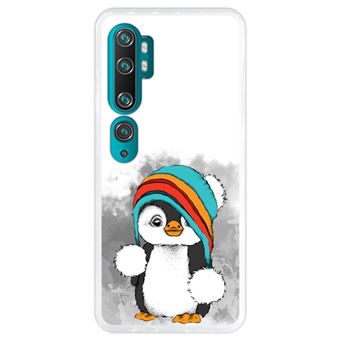 Capa Hapdey para Xiaomi Mi Note 10 - Note 10 Pro - CC9 Pro | Silicone Flexível em TPU | Design Pinguim Bebê, Inverno - Transparente