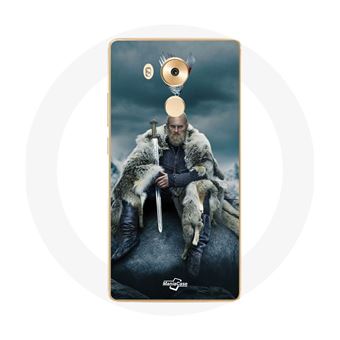 Capa Maniacase para Huawei Mate 8 Vikings Series Temporada 6 Ragnar Lothbrok Logotipo V Epée Cinzento Fundo Brouillard - 1