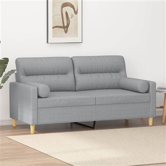 Sofá 2 lugares + almofadas decorativas 140cm tecido cinza-claro - 1
