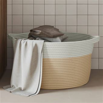 Cesto de Arrumação vidaXL | Ø40x25 cm | algodão bege e branco - 1
