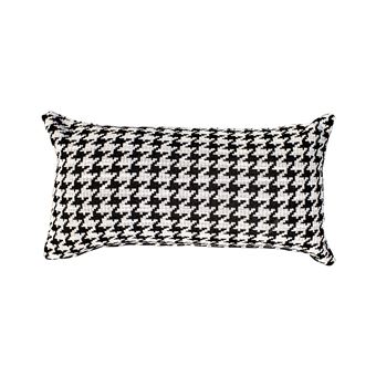 Almofada com Enchimento Kuateh Ribe | 55x30 cm | com desenho Pata de Galo | Preto e Branco - 1