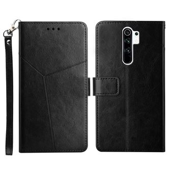 Capa magunivers PU padrão de linha em forma de y, fecho magnético, anti-riscos com suporte e alça preto para Xiaomi Redmi Note 8 Pro - 1